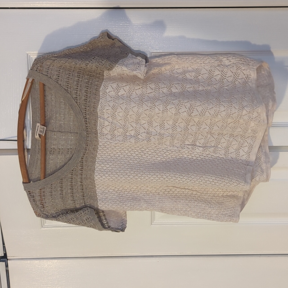 Boho cream and taupe lacey top